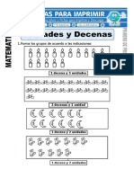 Ficha de Unidades y Decenas para Primero de Primaria