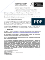 Processo seletivo mestrado Ciências Sociais UFJF