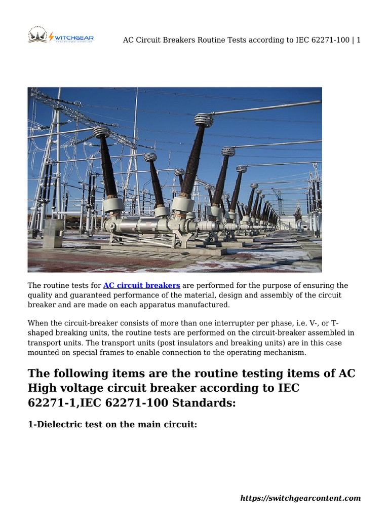 AC Circuit Breakers Routine Tests according to IEC 62271100 (1) High