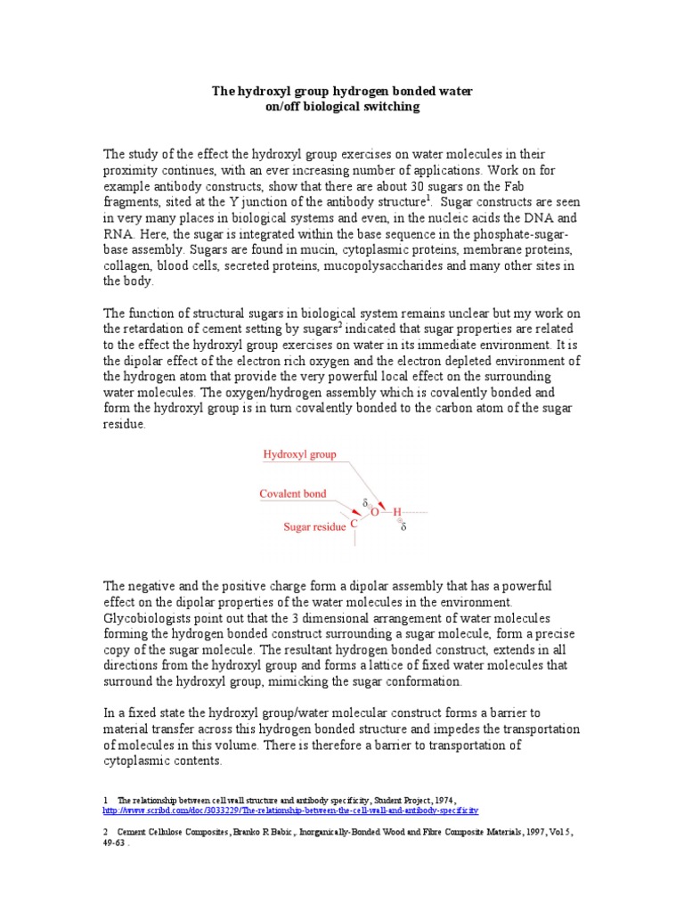 The Hydroxyl Group Hydrogen Bonded Water ON/OFF Switch | PDF | Proteins ...