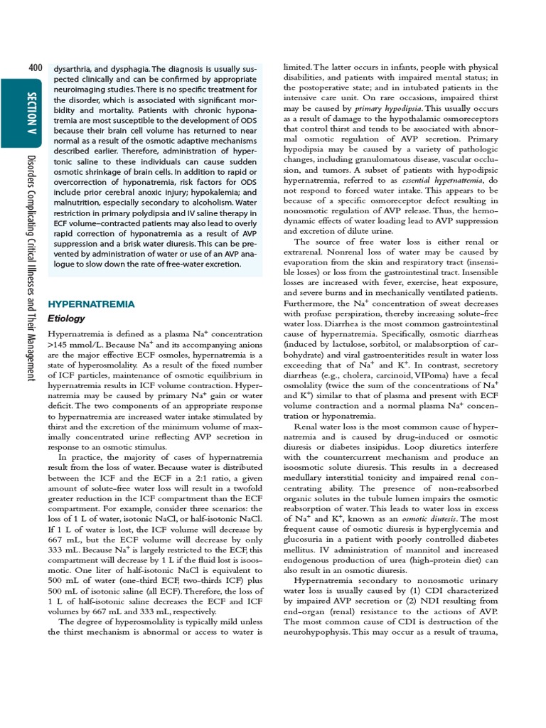 Hypernatremia From Harrison | PDF | Diseases And Disorders | Medicine
