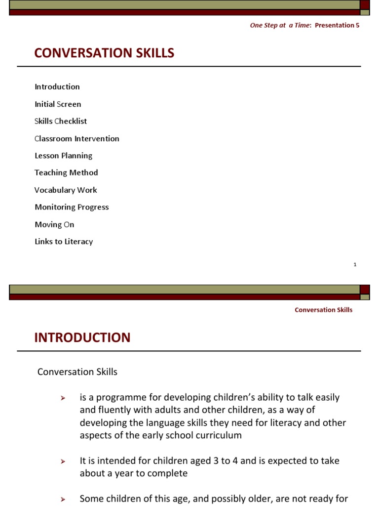 5 Conversation Skills | PDF | Vocabulary | Literacy