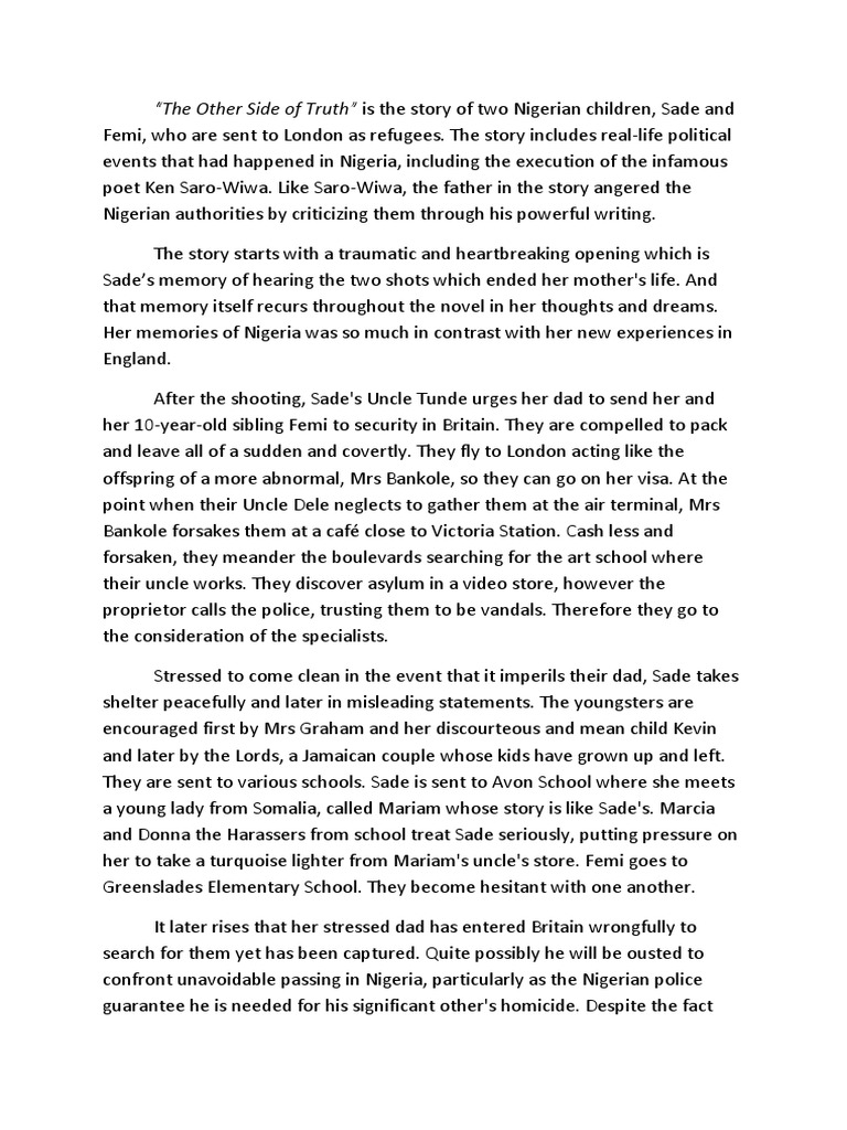 Summary of The Other Side of Truth | PDF | Violence