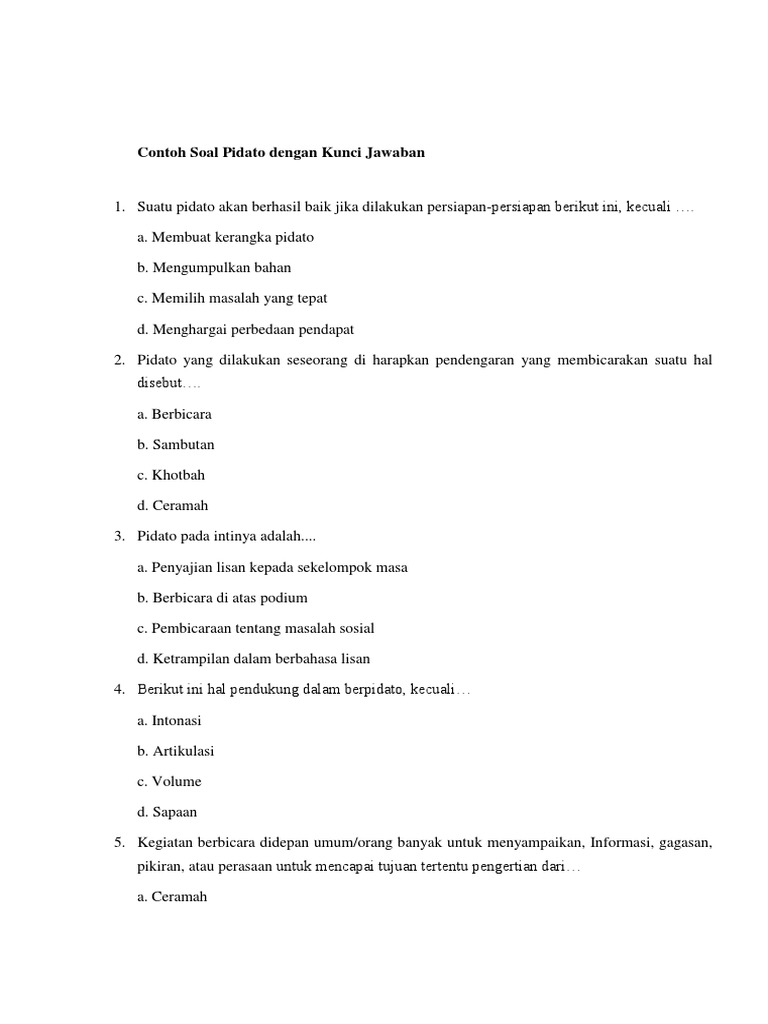 Contoh Soal Pidato PDF Karier & Perkembangan Seni & Disiplin Bahasa