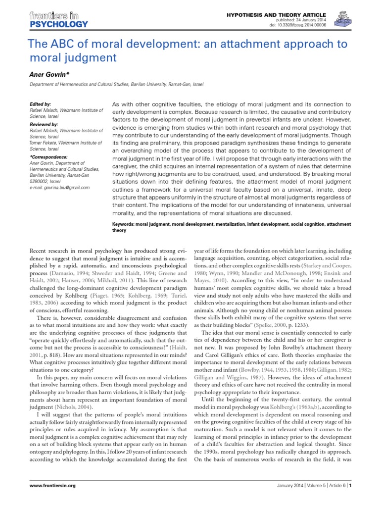 The ABC Moral Development in Children PDF | PDF | Morality | Attachment ...