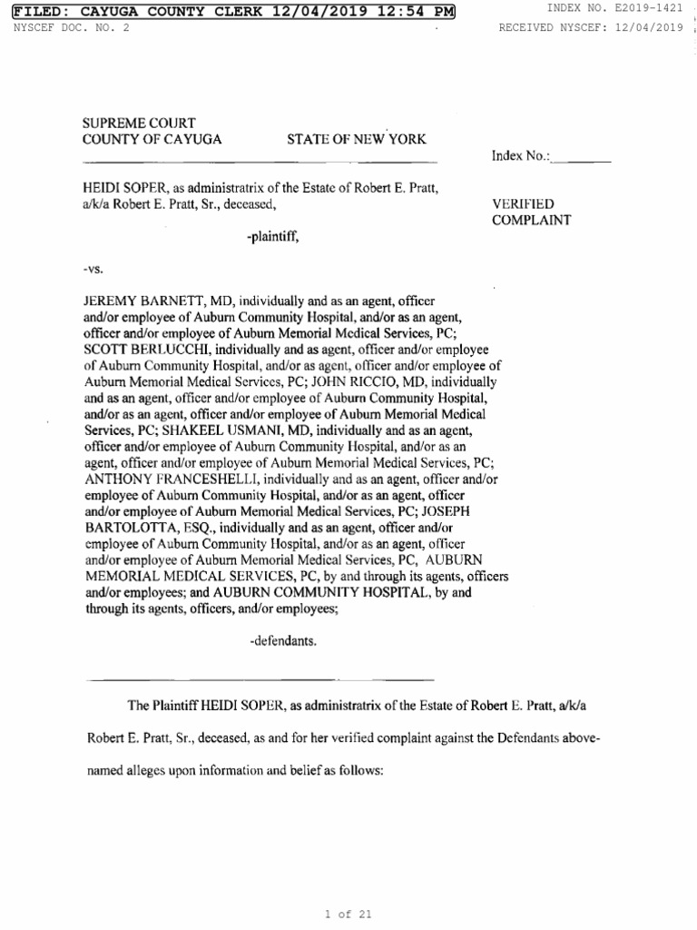 Wrongful death malpractice lawsuit Lung Medical Specialties