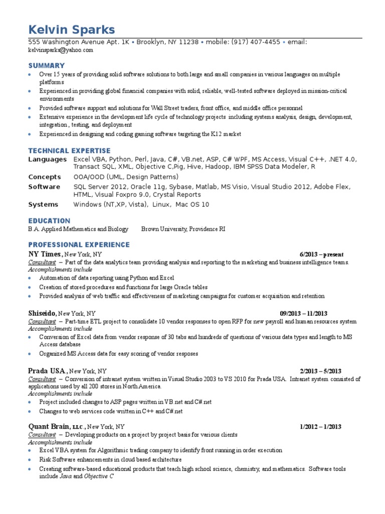 Kelvin Resume 2014042116 | PDF | Microsoft Access | Visual Basic For ...