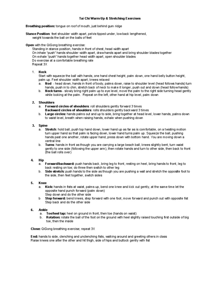 Tai Chi Stretching Exercises Download Free Pdf Foot Breathing