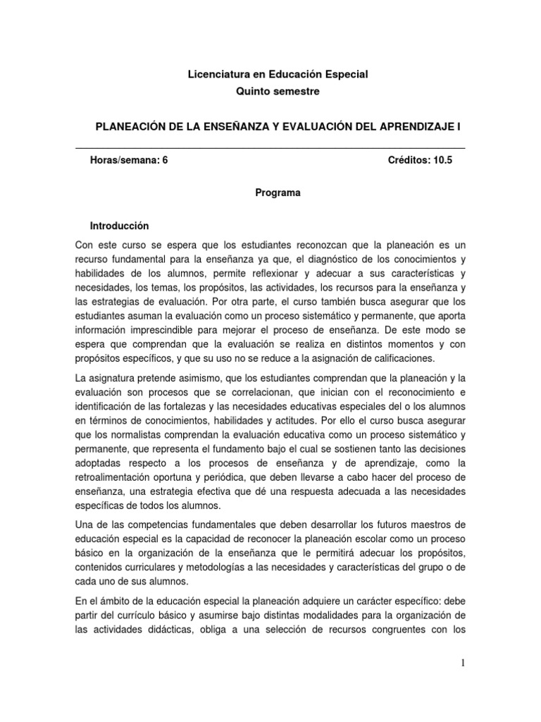 Planeación y Evaluación Educativa | PDF | Evaluación | Plan de estudios