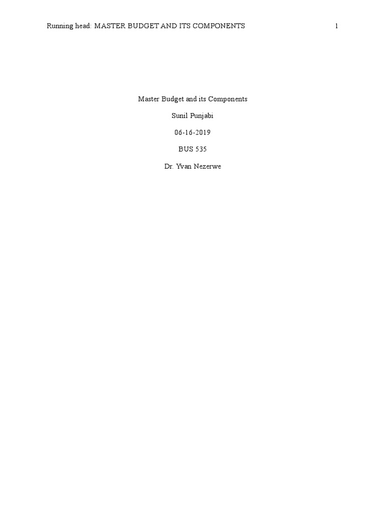 Master Budget Components Explained | PDF | Balance Sheet | Inventory