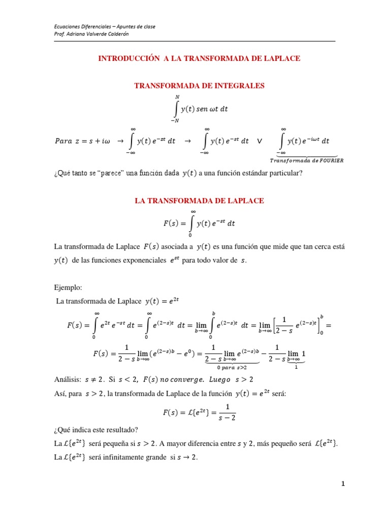 Transformada de Laplace PDF | PDF | Integral | Transformada de Laplace