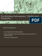 Establishing Instruments, Validity and Reliability