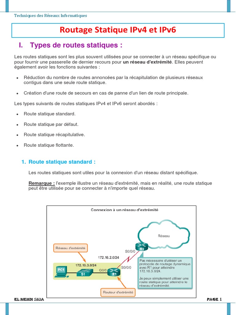 Routes Statiques IPv4 et IPv6 : Guide Complet | PDF | I Pv6 | Routage
