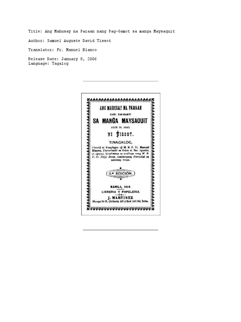 Ang Mahusay Na Paraan Nang Pag-Gamot Sa Manga Maysaquit | PDF