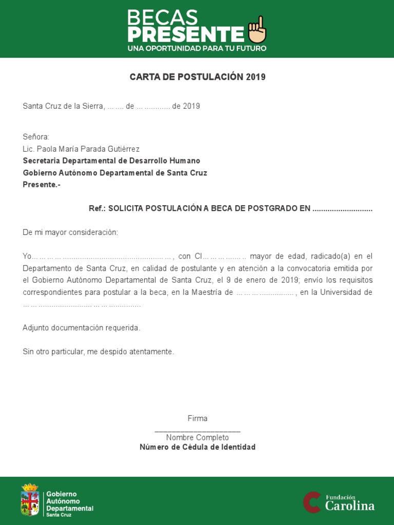 Carta de Postulación a Beca 2019 | PDF