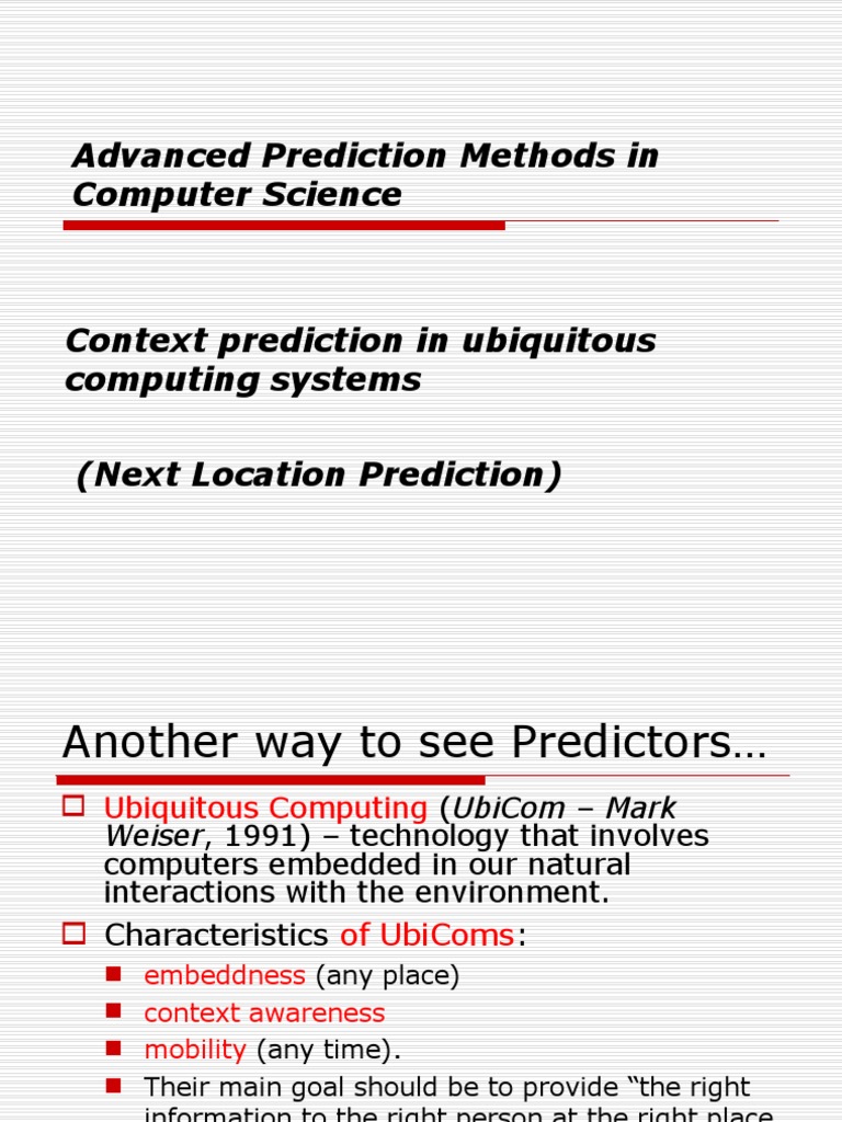 Next Location Prediction in Ubiquitous Computing | PDF