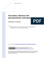 Restrepo, Eduardo (2016) - Escuelas Clasicas Del Pensamiento Antropologico PDF