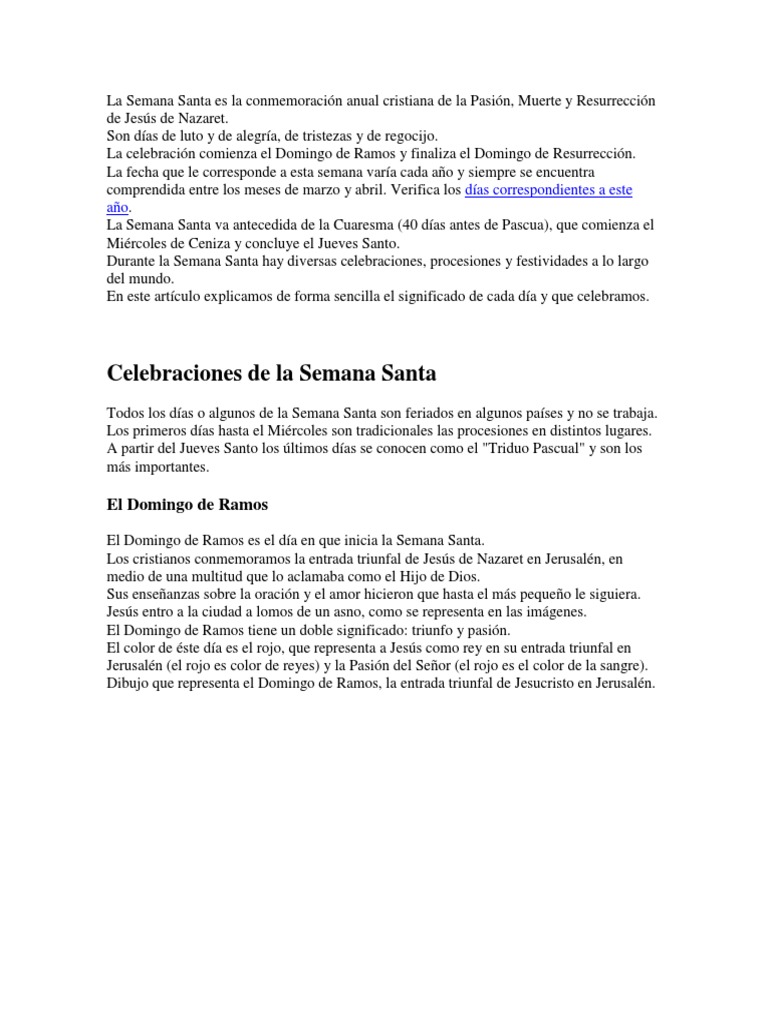 Significado de la Semana Santa | PDF | Última cena | Pascua de Resurrección