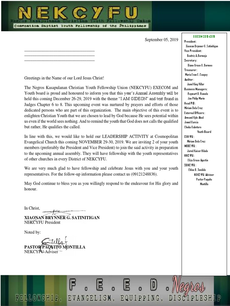 Letter For The Church Leadership | PDF | Christian Belief And Doctrine ...