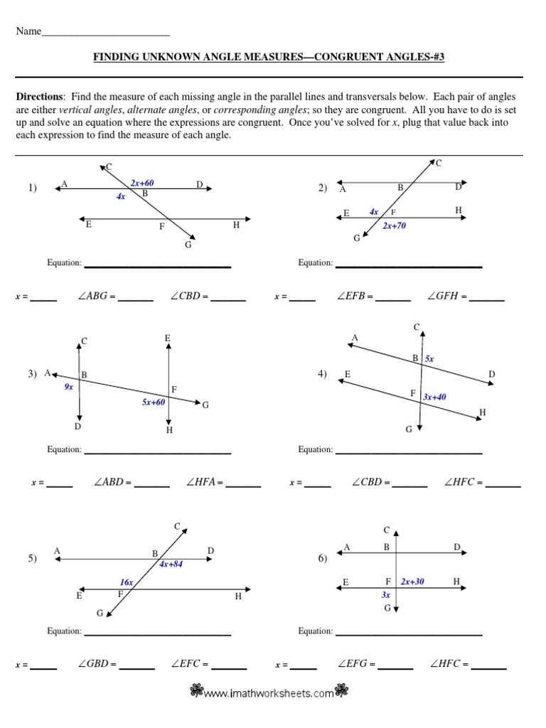 Finding Unkown Angle Measures 3 PDF | PDF | Mathematical Analysis |  Elementary Geometry