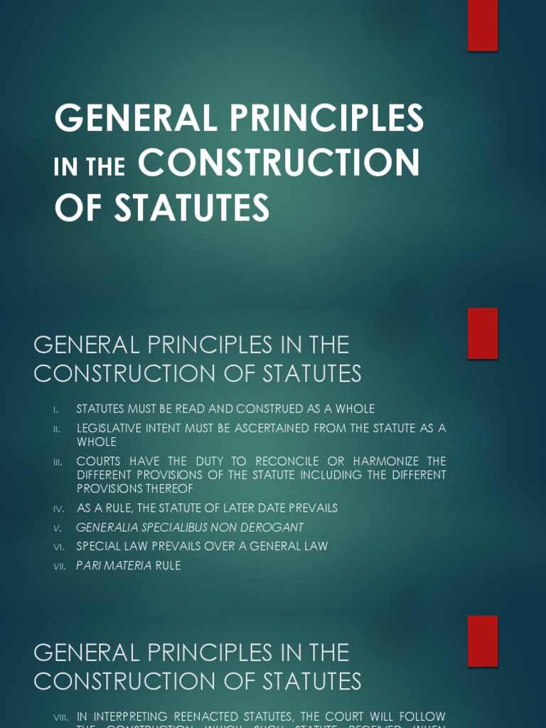 Principles for Statutory Construction | PDF | Equity (Law) | Statutory ...