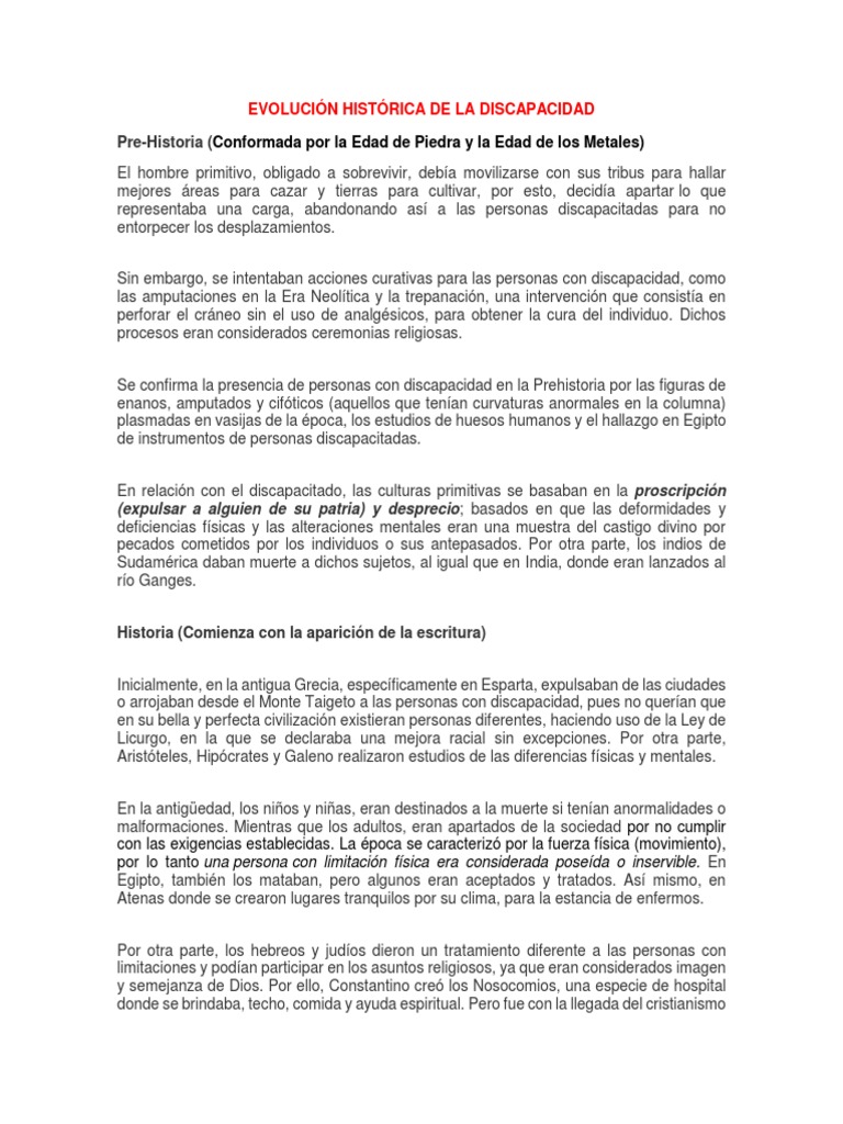 Evolución Histórica de La Discapacidad | PDF | Invalidez | Bienestar
