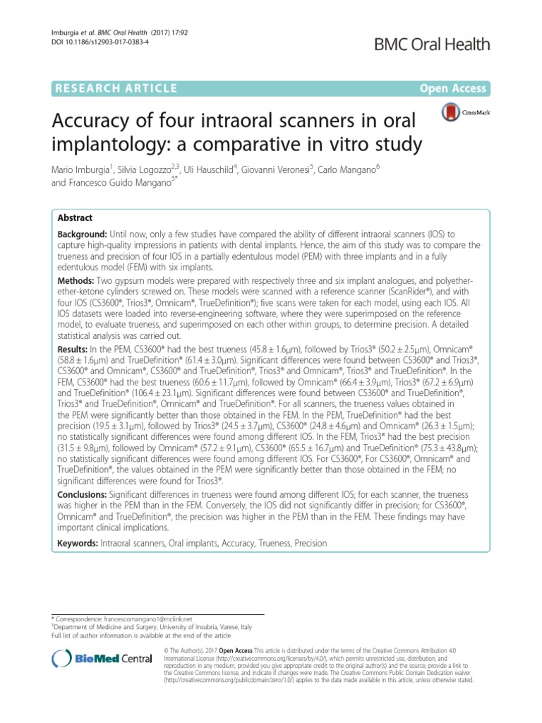 Imburgia-2017-Accuracy of Four Intraoral Scann PDF | PDF | Image ...