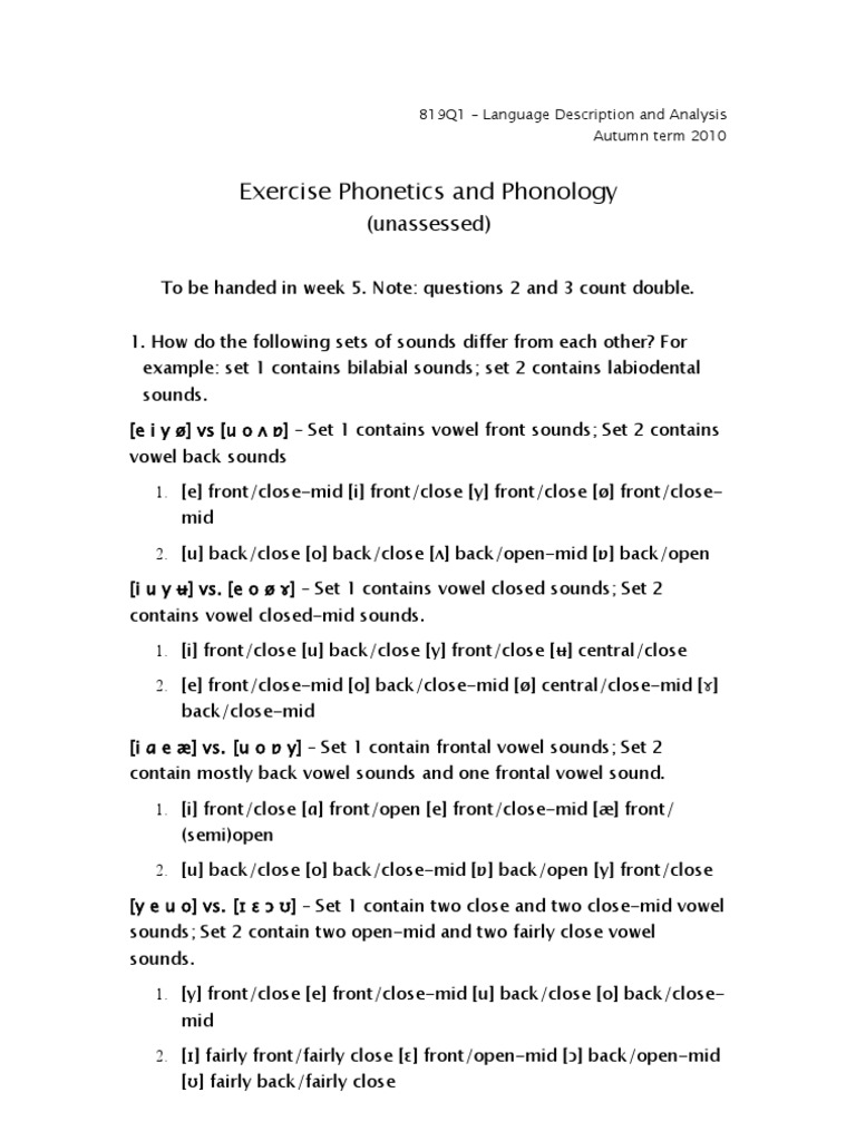 Ld A Exercise Answers Consonant Vowel