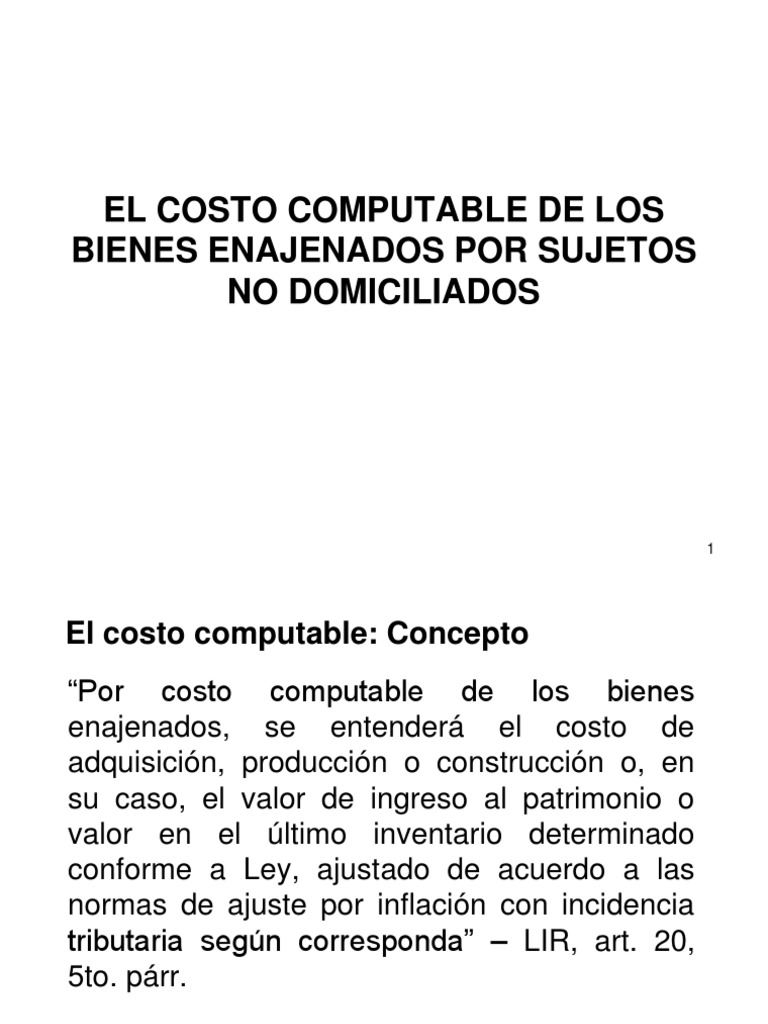 Costo Computable en Venta de Inmuebles | PDF | Depreciación | Compartir ...