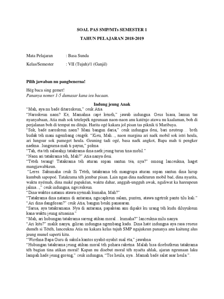 Soal Pas B Sunda Kls 7