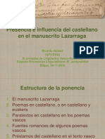 Presencia e Influencia Del Castellano en El Manuscrito Lazarraga