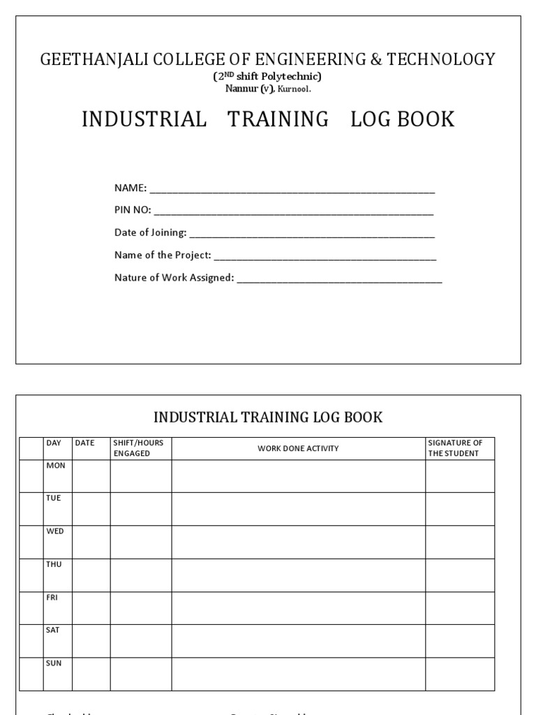 Industrial Training Log Book Pdf