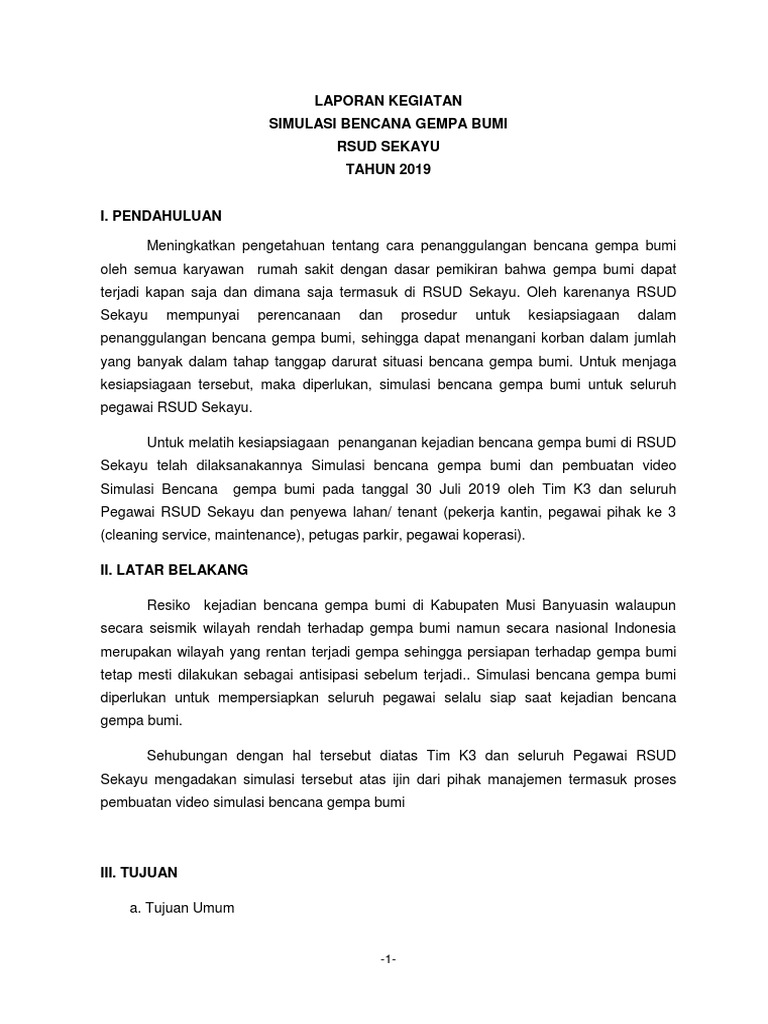 3 Laporan Kegiatan Simulasi Bencana Gempa Bumi