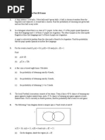 Probability Questions From Past IB Exams: P (A B) P (A