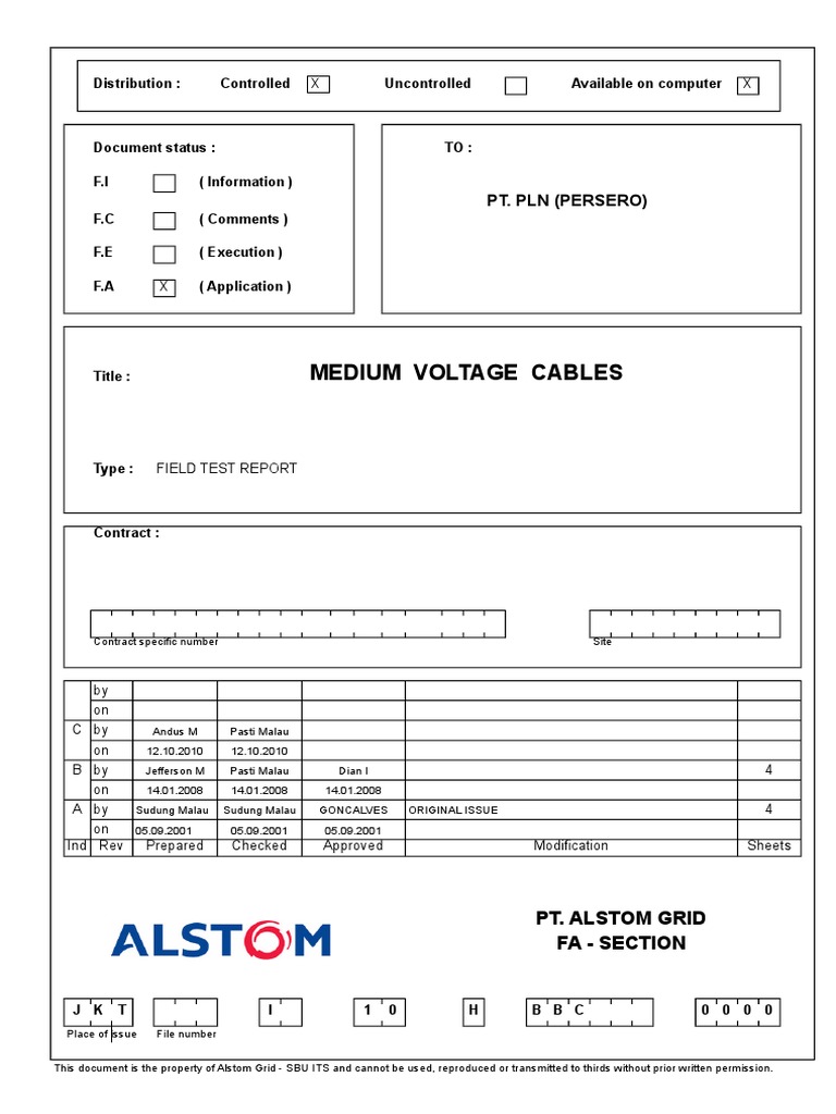 Test Report Hv Mv Cable 20kv Pdf Insulator Electricity