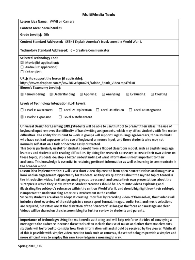 08 Multimedia Tools Lesson Idea Template | PDF | Multimedia | Communication