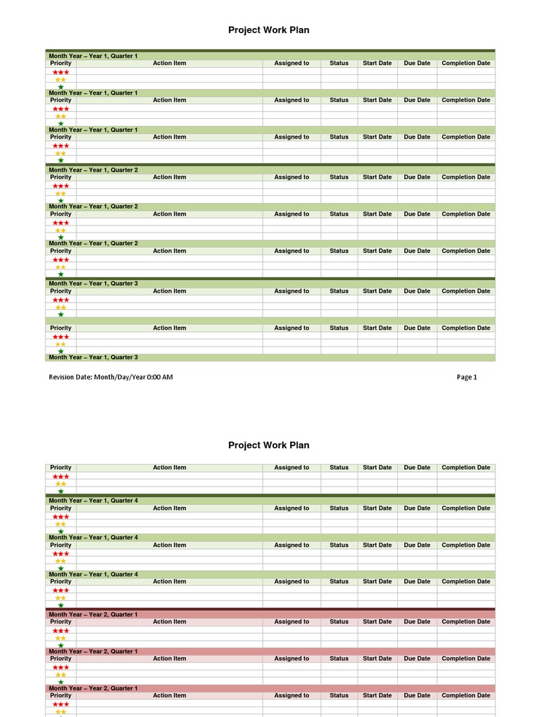 Project Work Plan: Revision Date: Month/Day/Year 0:00 AM Page 1 | PDF