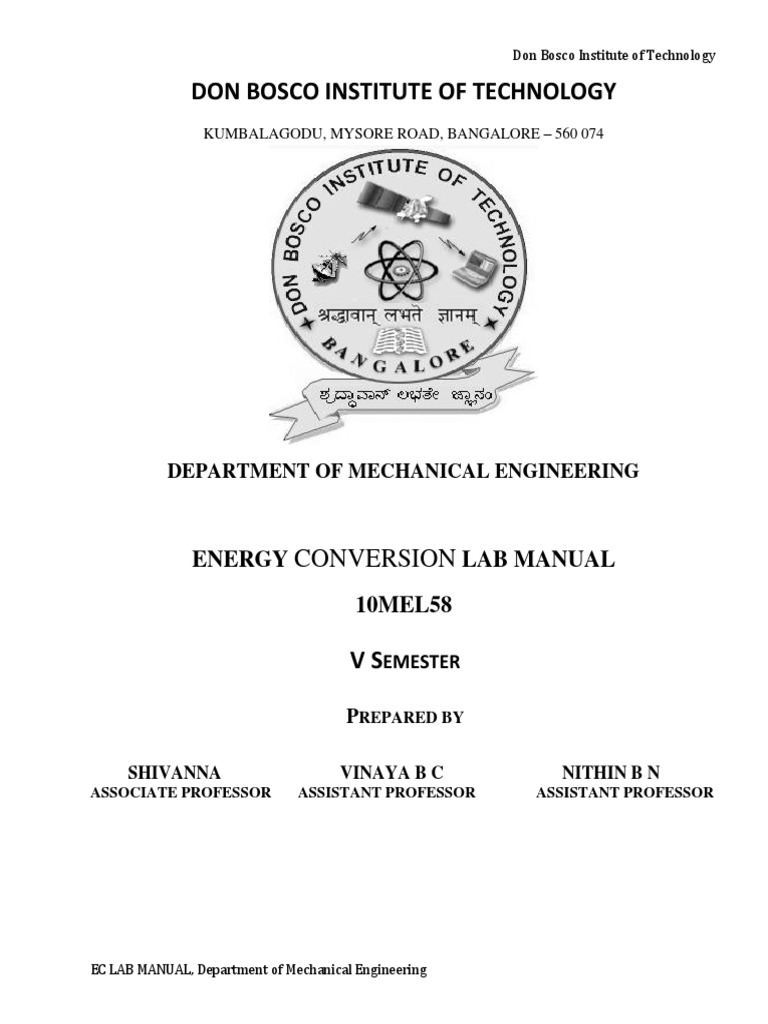 EC Lab Manual2014 (Update) PDF Internal Combustion Engine Propulsion