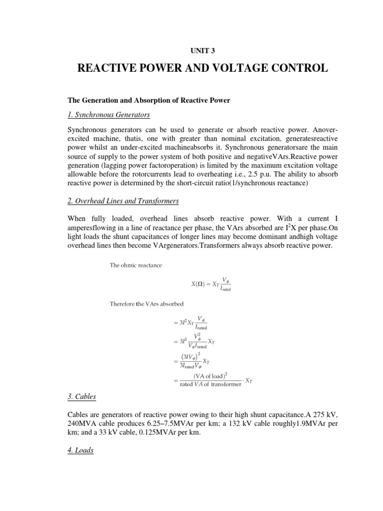 Reactive Power and Voltage Control Methods | PDF | Capacitor | Ac Power