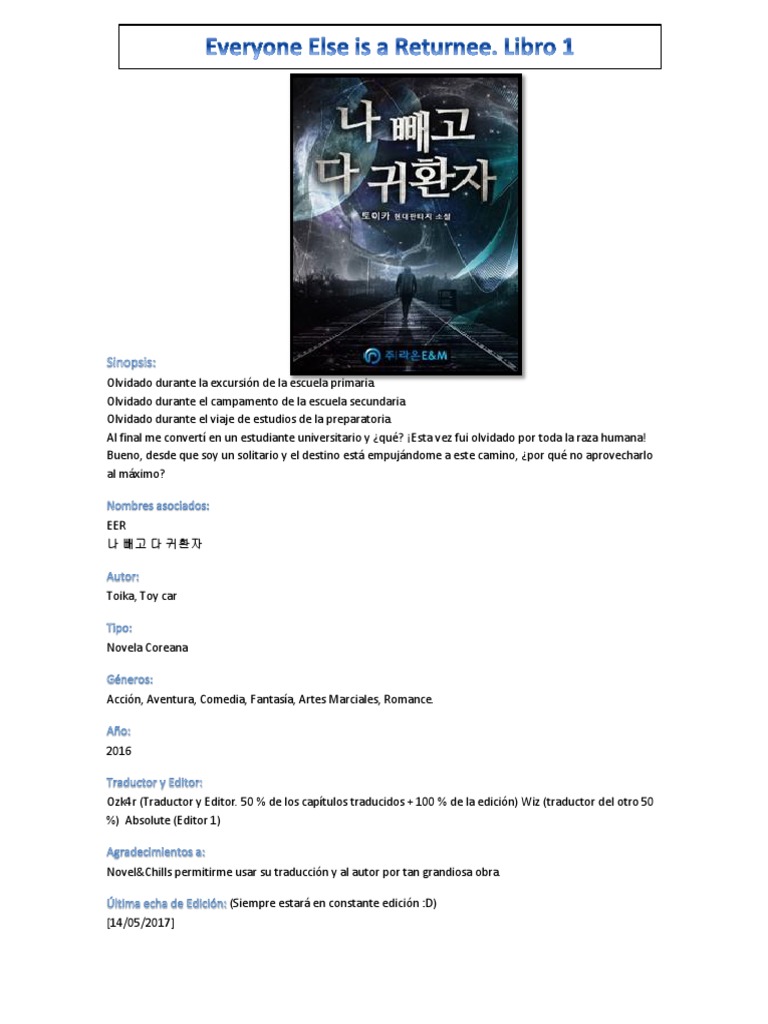 Everyone Else Is A Returnee, Libro 1 PDF Homo Sapiens