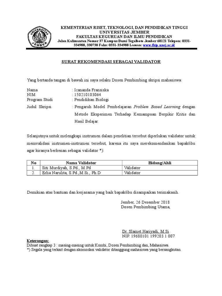 Surat Rekom Validasi | PDF | Karier & Perkembangan | Komputer