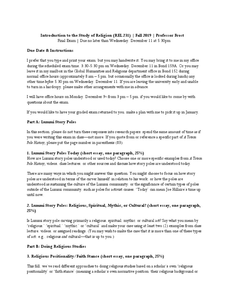 Final REL 24 Story Poles  PDF  Religious Studies  Test