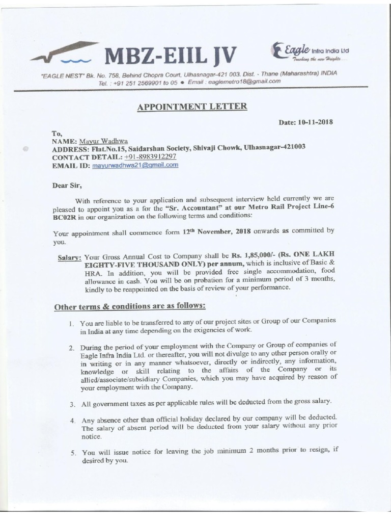 Offer Letter PDF | PDF