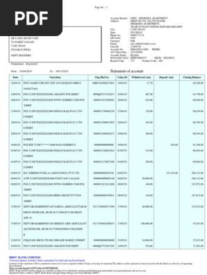 Bank statement 