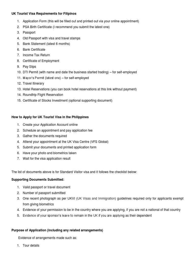 What Documents Do I Need for a Uk Visitor Visa  