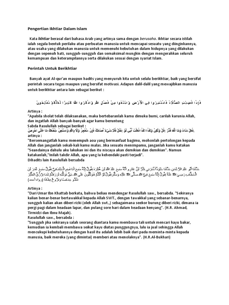 Pengertian Ikhtiar Pdf