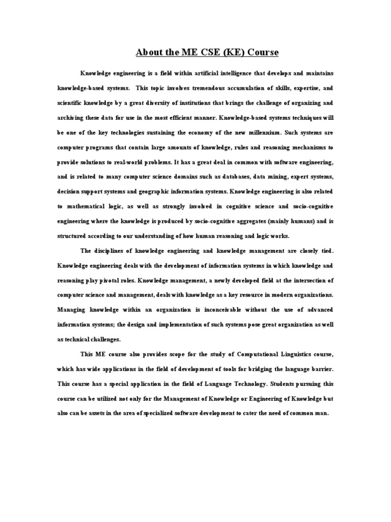ME CSE Knowledge Engineering Course | PDF | Engineering | Computer Science