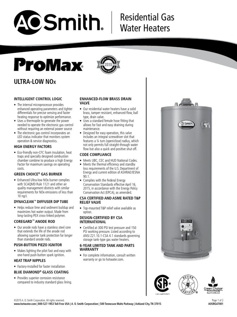GUC 50 Specs | PDF | Water Heating | Vacuum Tube