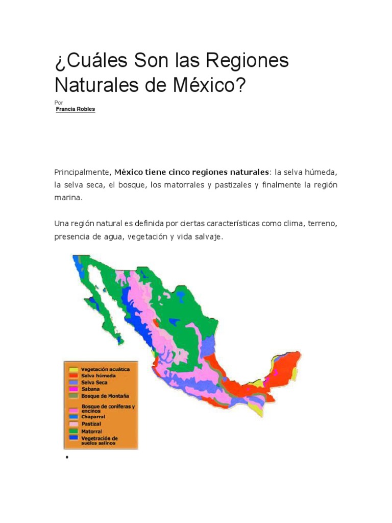 Regiones Naturales de México: 5 Tipos | PDF | Desierto | Selva