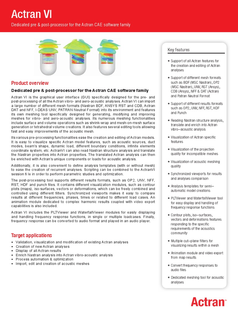 Actran VI: Pre & Post-Processor Tool | PDF | Acoustics | Engineering